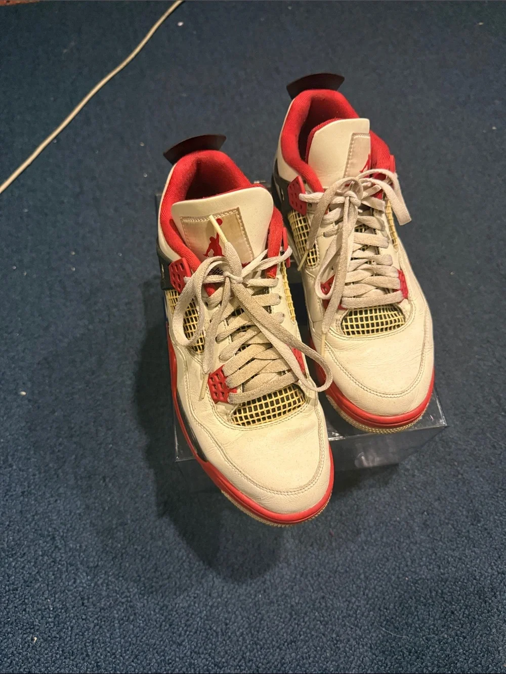 Men's Red and Cream Retro Basketball Sneakers - Brand: Jordan 4s